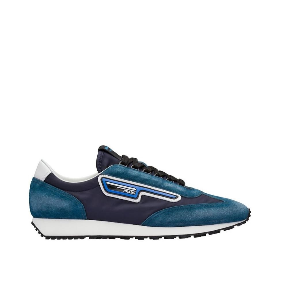 NWT PRADA SNEAKER MEN FABRIC BLUE WHITE - Picture 3 of 10
